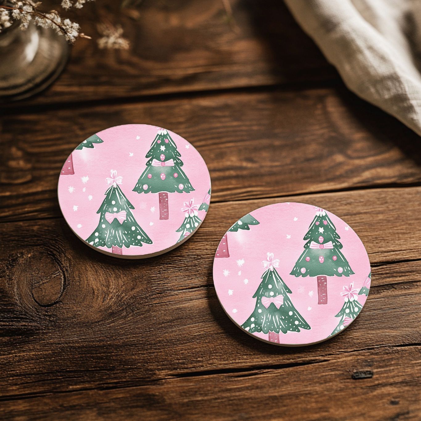 Cute Christmas Tree Car Coasters